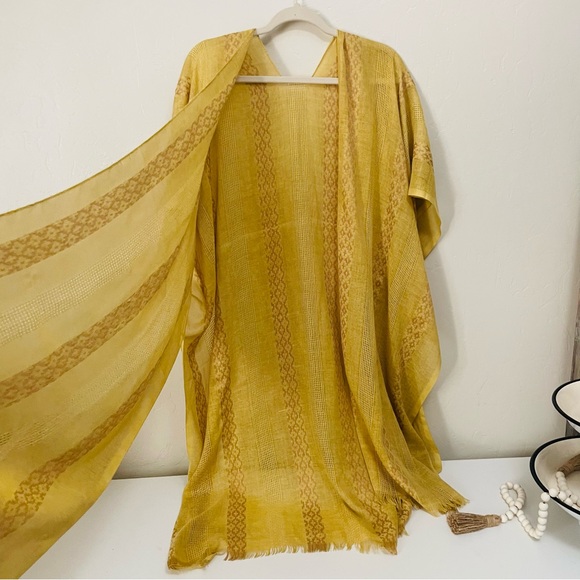 Pink | Yellow | Sage Textured Oversized Kimono Cover Up - Picture 5 of 13